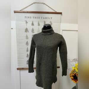 American Eagle Olive Green Turtleneck Sweater Dress Size Large Ribbed Knit